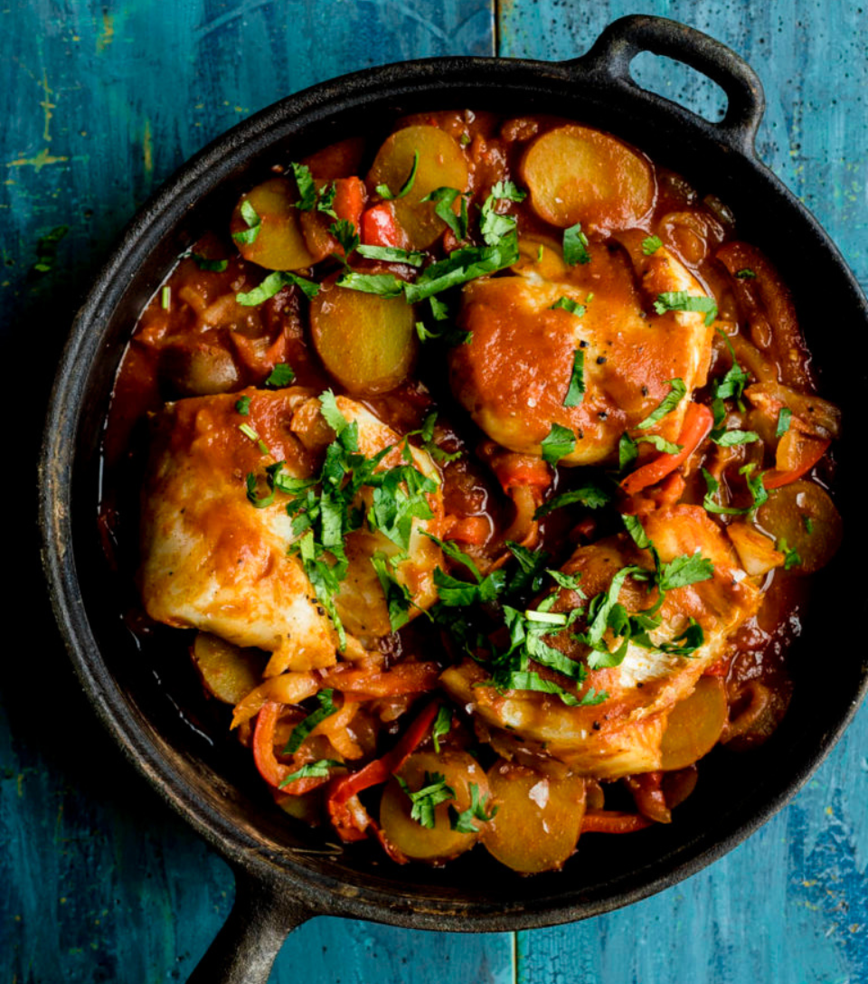 Casserole de poisson «One Pot» aux poivrons et tomates