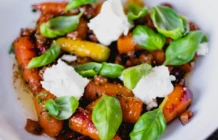 Carottes roties romarin miel avec bacon