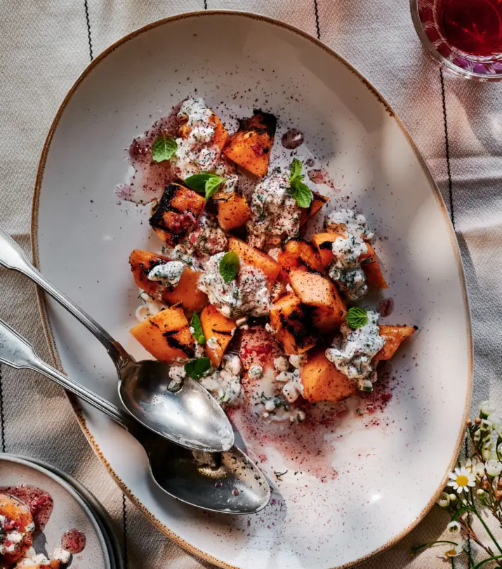 Cantaloup fromage cottage aux herbes et epices du Quebec