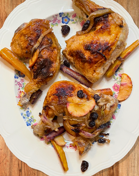 Cuisses de poulet pommes et canneberges