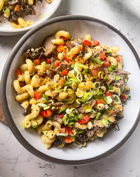 Tortiglionis au canard effiloché façon « one pot pasta »