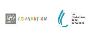 Logos of MTY Foundation and Les Producteurs de lait du Québec – partners of the 2025 Back-to-school campaign.