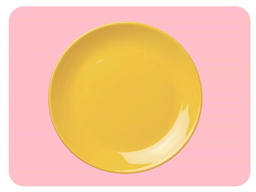 Animated plate that empties and refills with nutritious foods