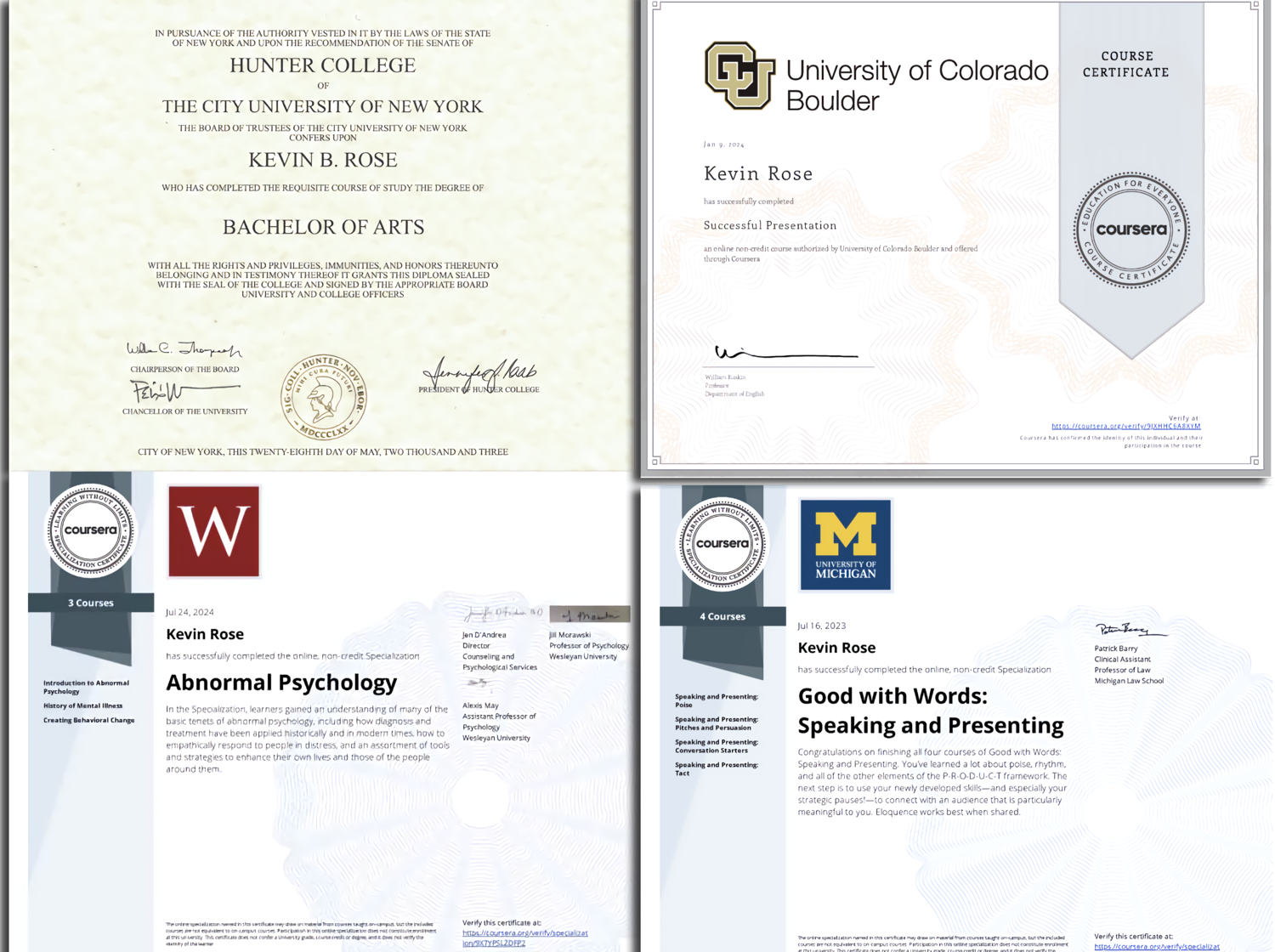 Some of my certifications