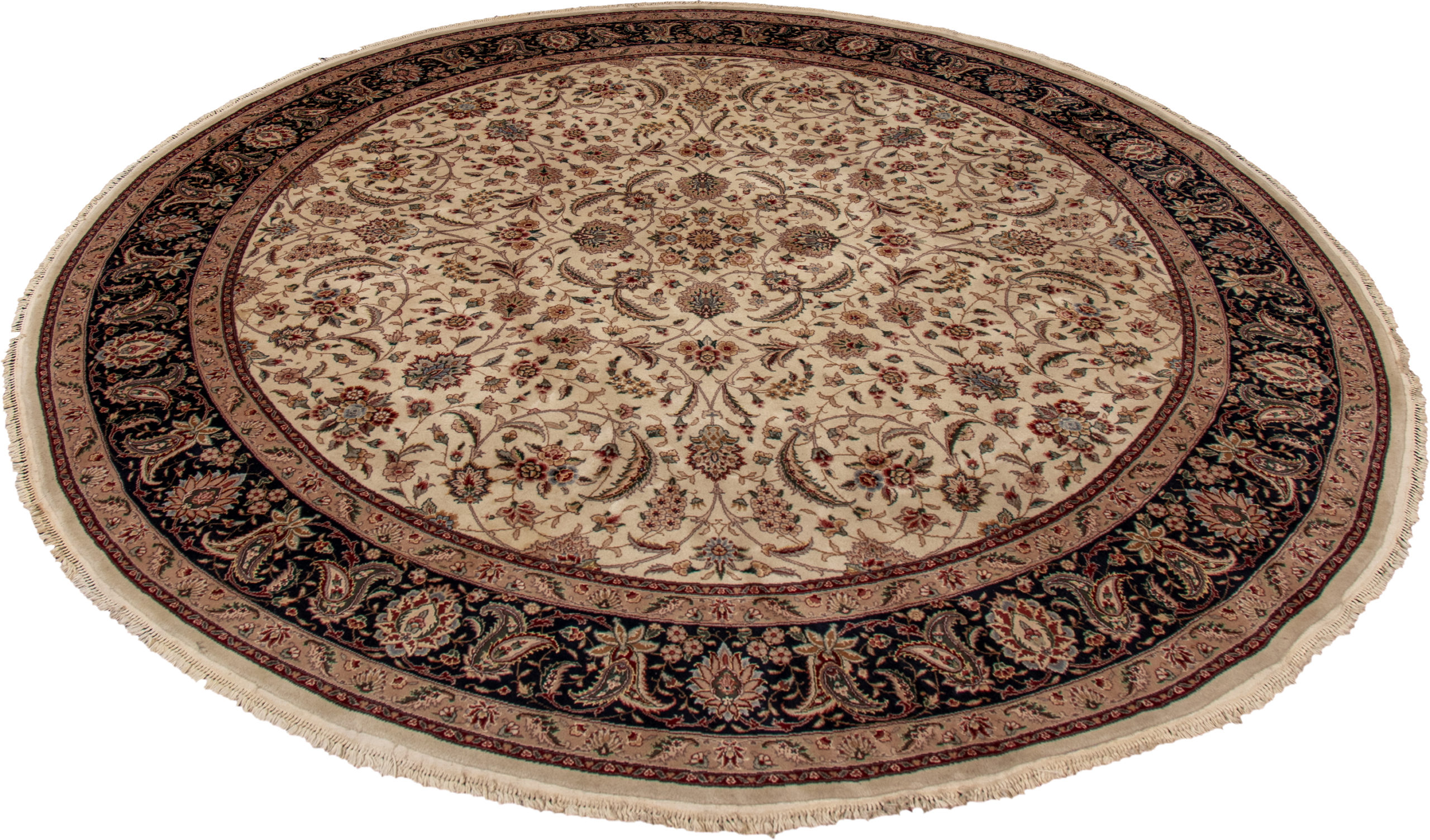 10 Foot Round Ivory Blue Wool Area Rug Oriental Rug Mart Inc