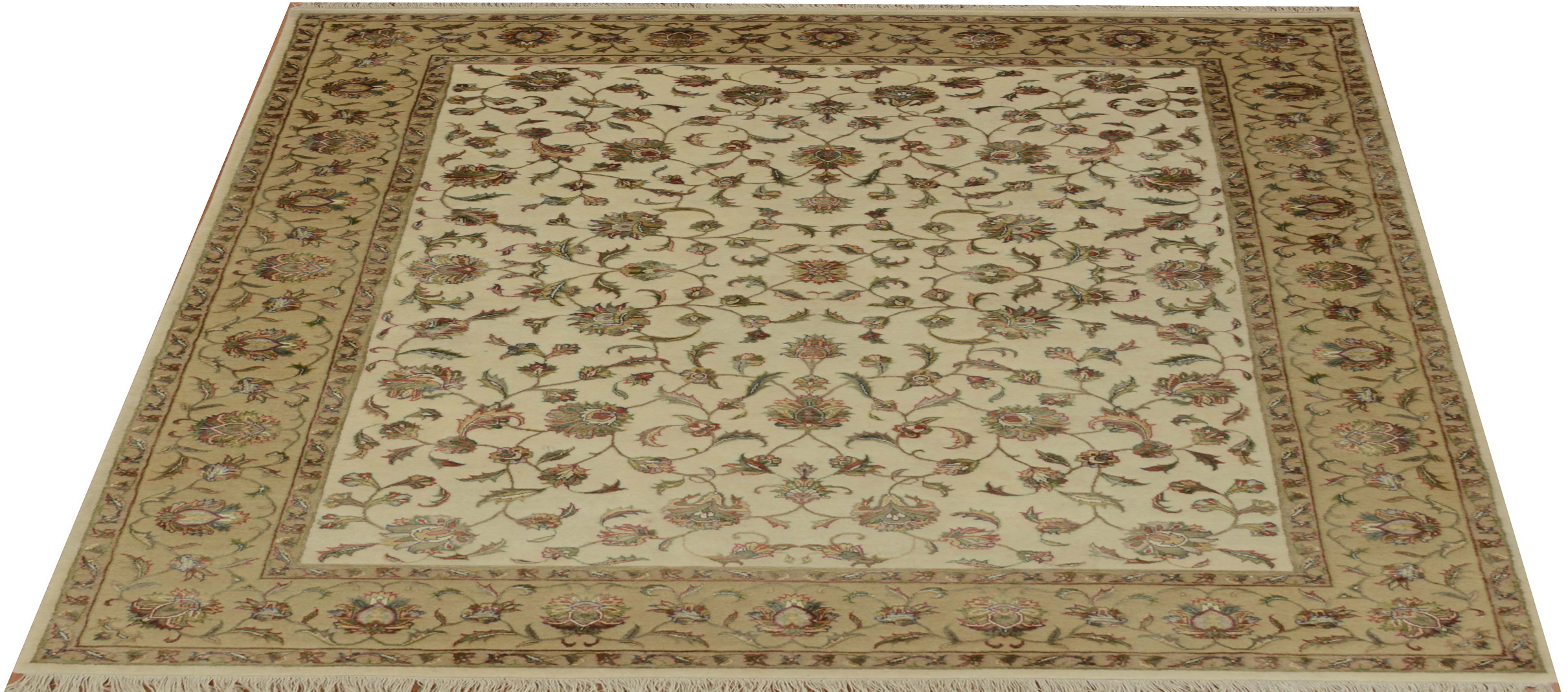 New Elegance 8x10 Ivory Wool & Silk Area Rug Oriental Rug Mart Inc