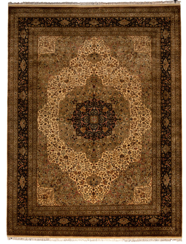 9X12 Ivory Black Wool Area Rug Oriental Rug Mart Inc