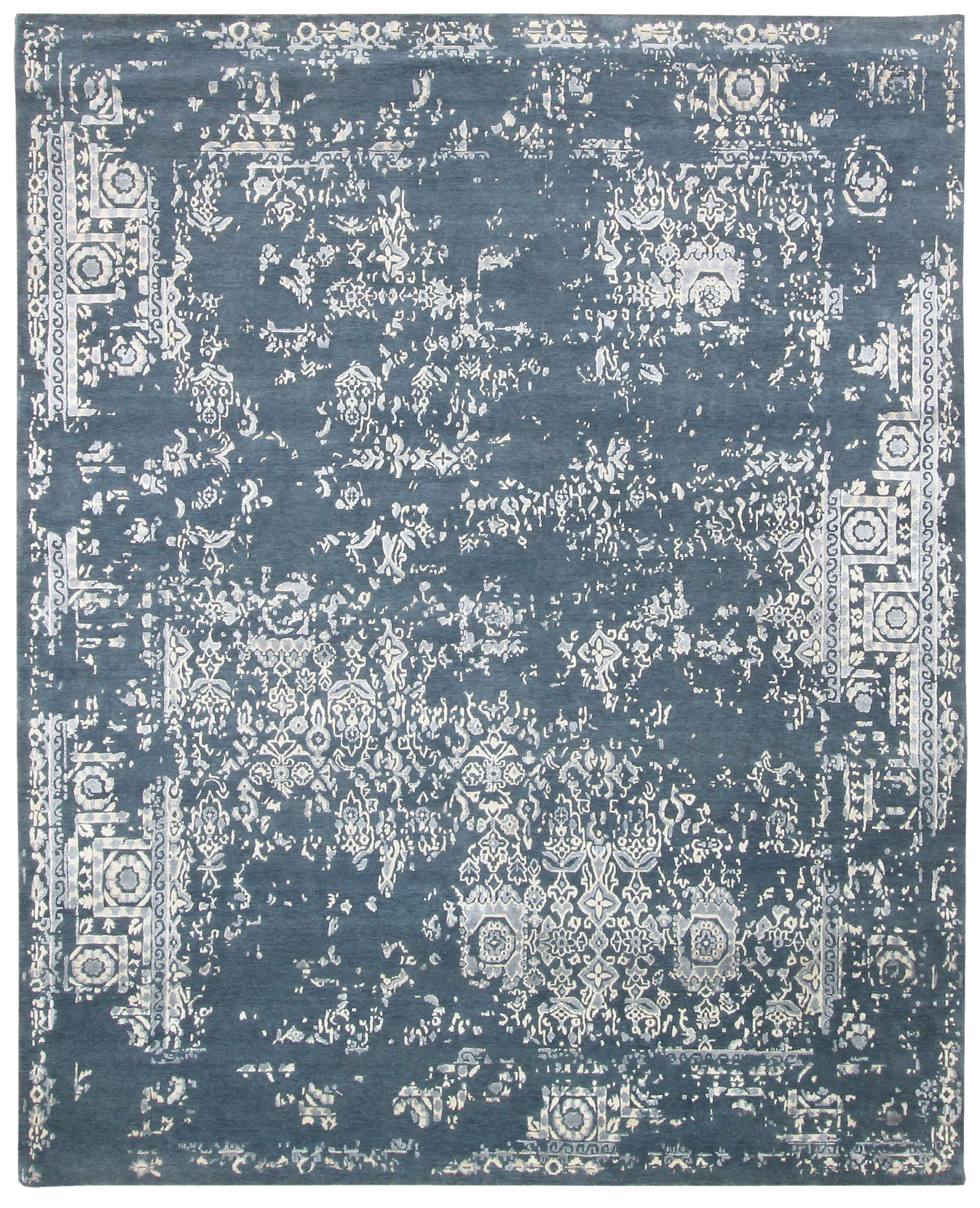 Transitional 8'x10' Wool Slate Blue Area Rug Turco Persian