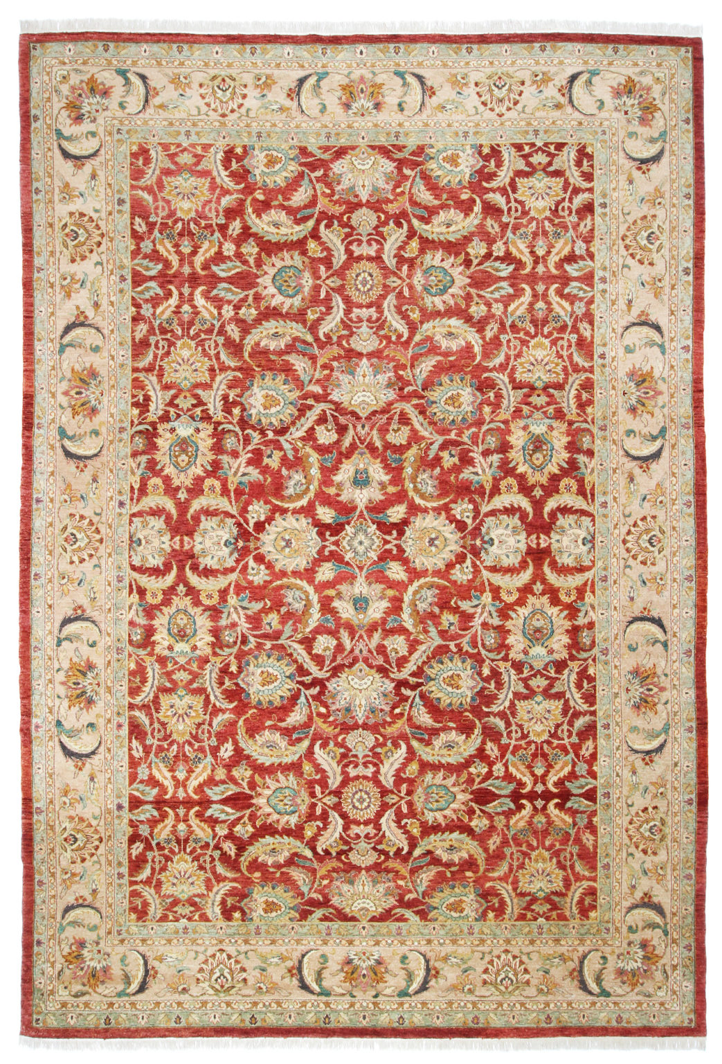 Hand Knotted Jaipur Wool 10x15 Rust Beige Area Rug Turco Persian Rug