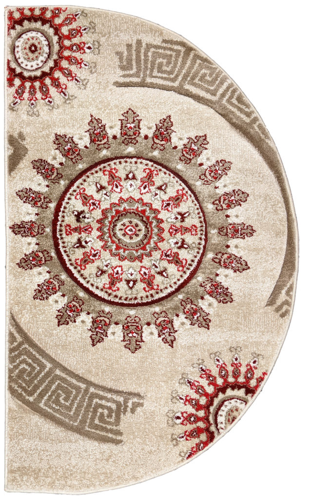 Semicircle Machine Made 2x4 Red Beige Area Rug Turco Persian Rug