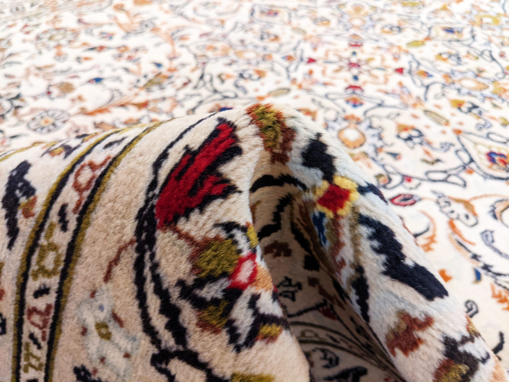 Persian Kashan 7x10 Ivory Wool Area Rug Turco Persian