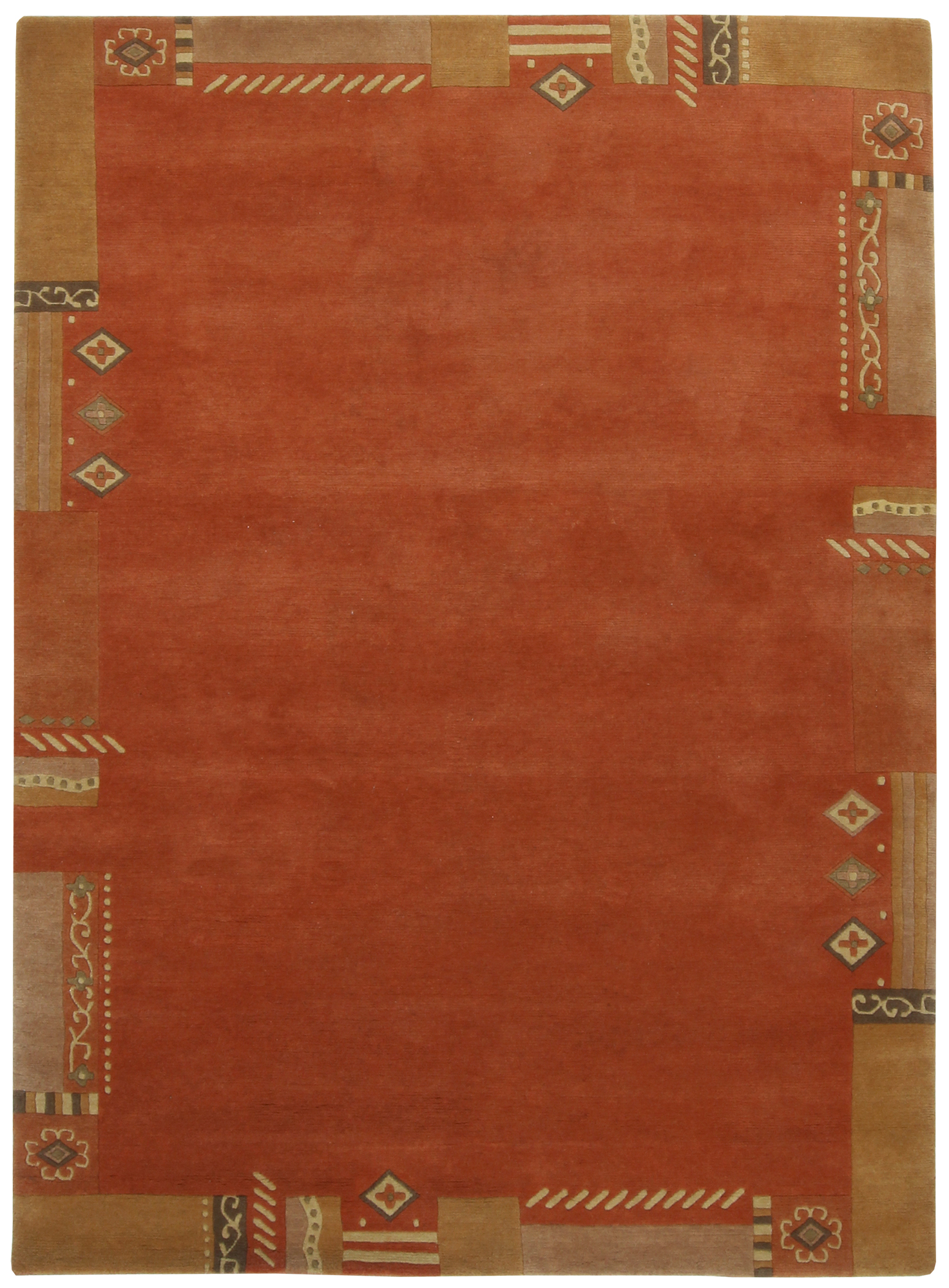 Hand Knotted Nepalese 6x8 Orange Wool Area Rug Turco Persian