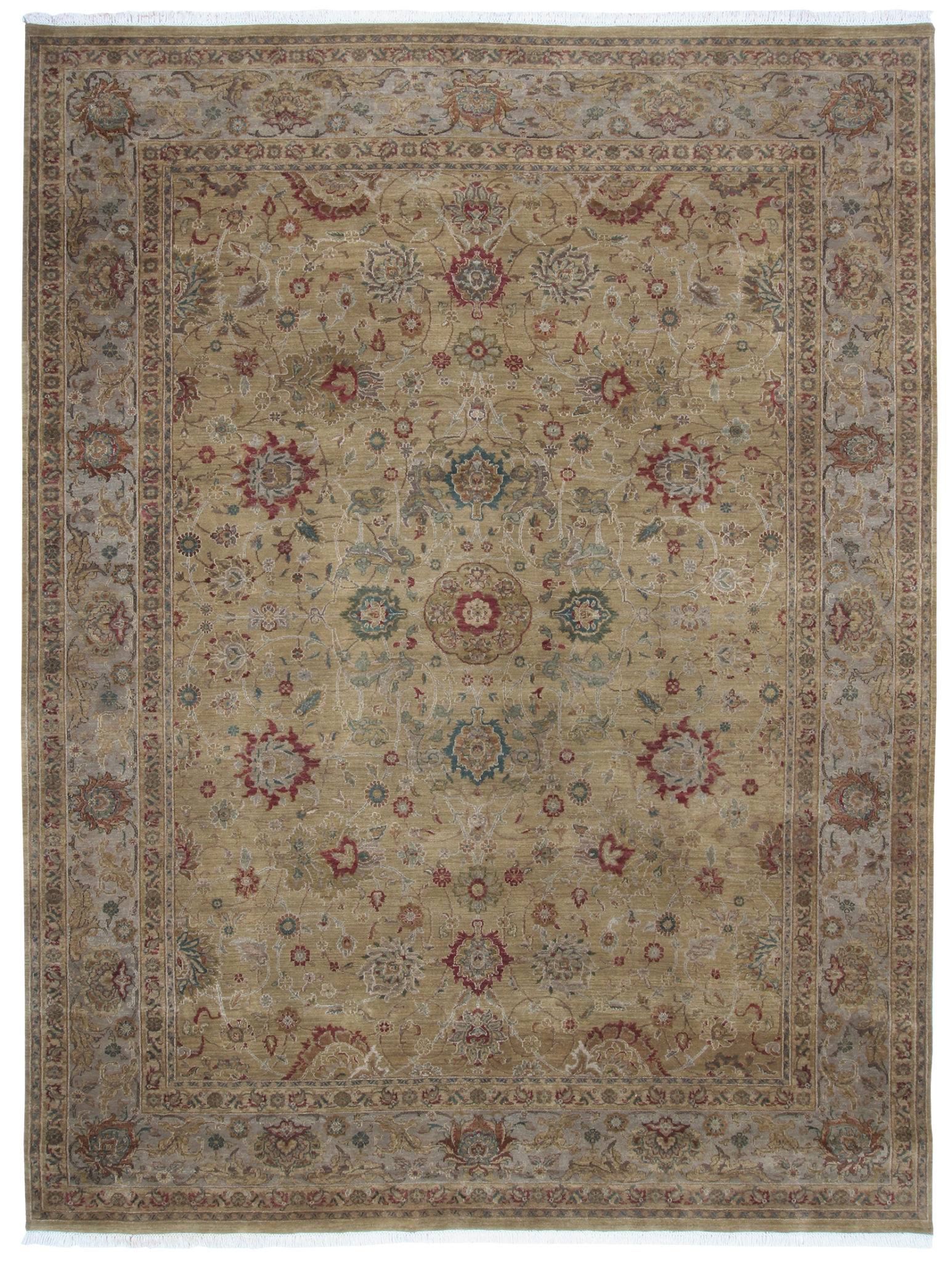 Hand Knotted Jaipur 9x12 Moss Wool Area Rug Turco Persian