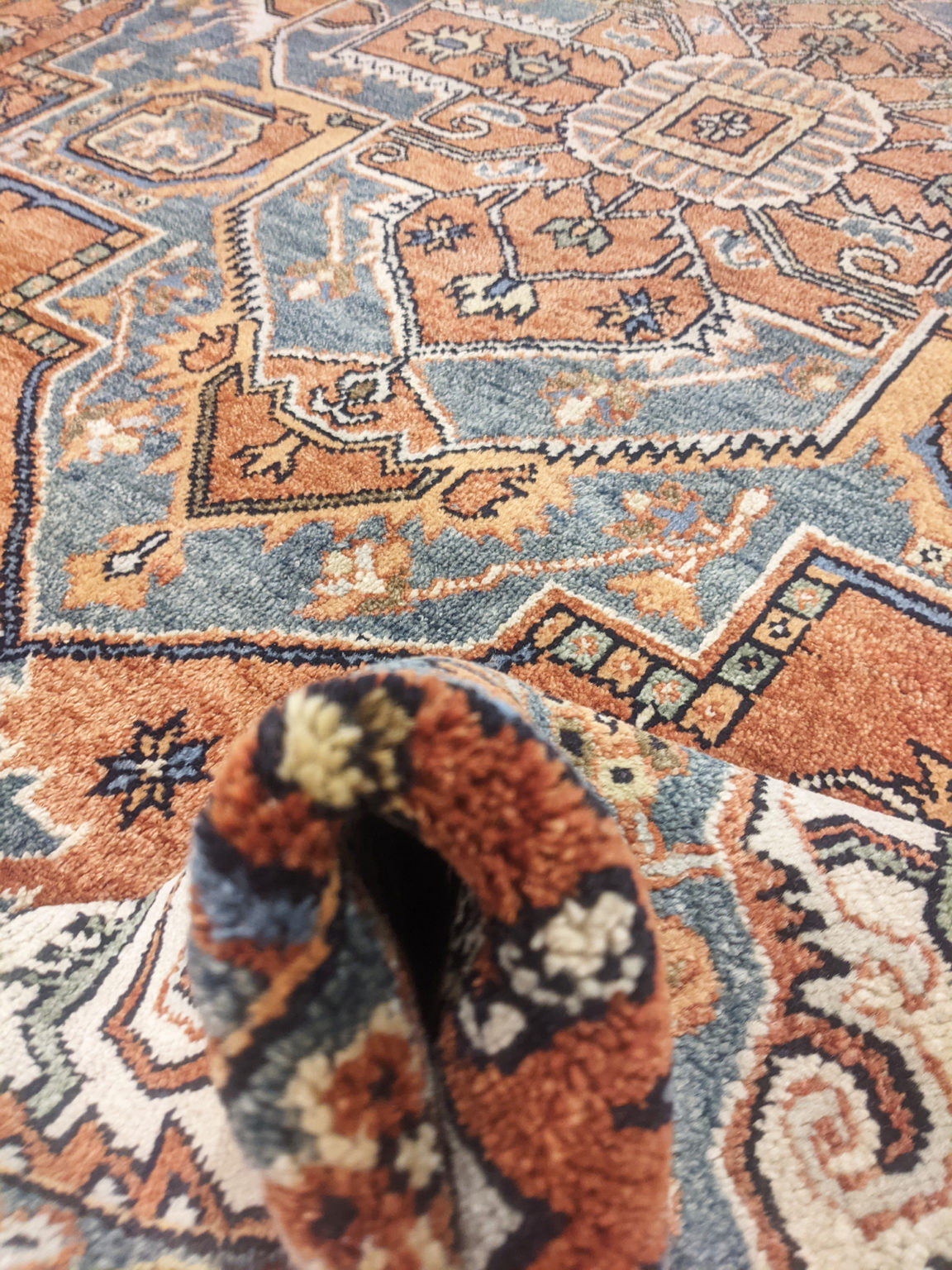 Afghan Heriz Design 9x12 Rust Grey Wool Area Rug Turco Persian