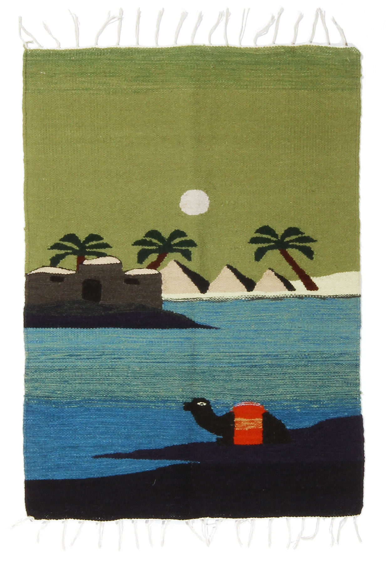 Pictorial Dhurrie 2x3 Blue Green Wool Area Rug Turco Persian