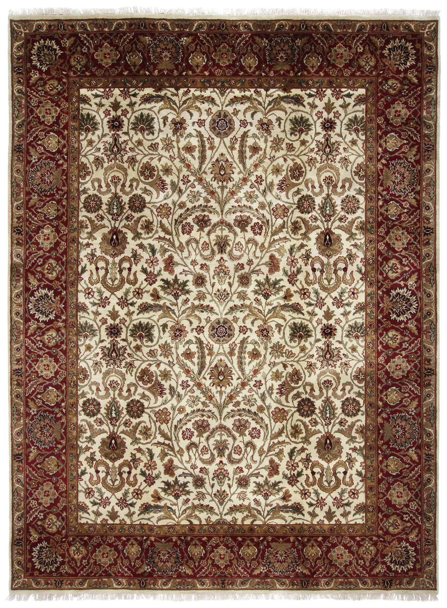 Hand Knotted Jaipur 9x12 Burgundy Wool Area Rug Turco Persian