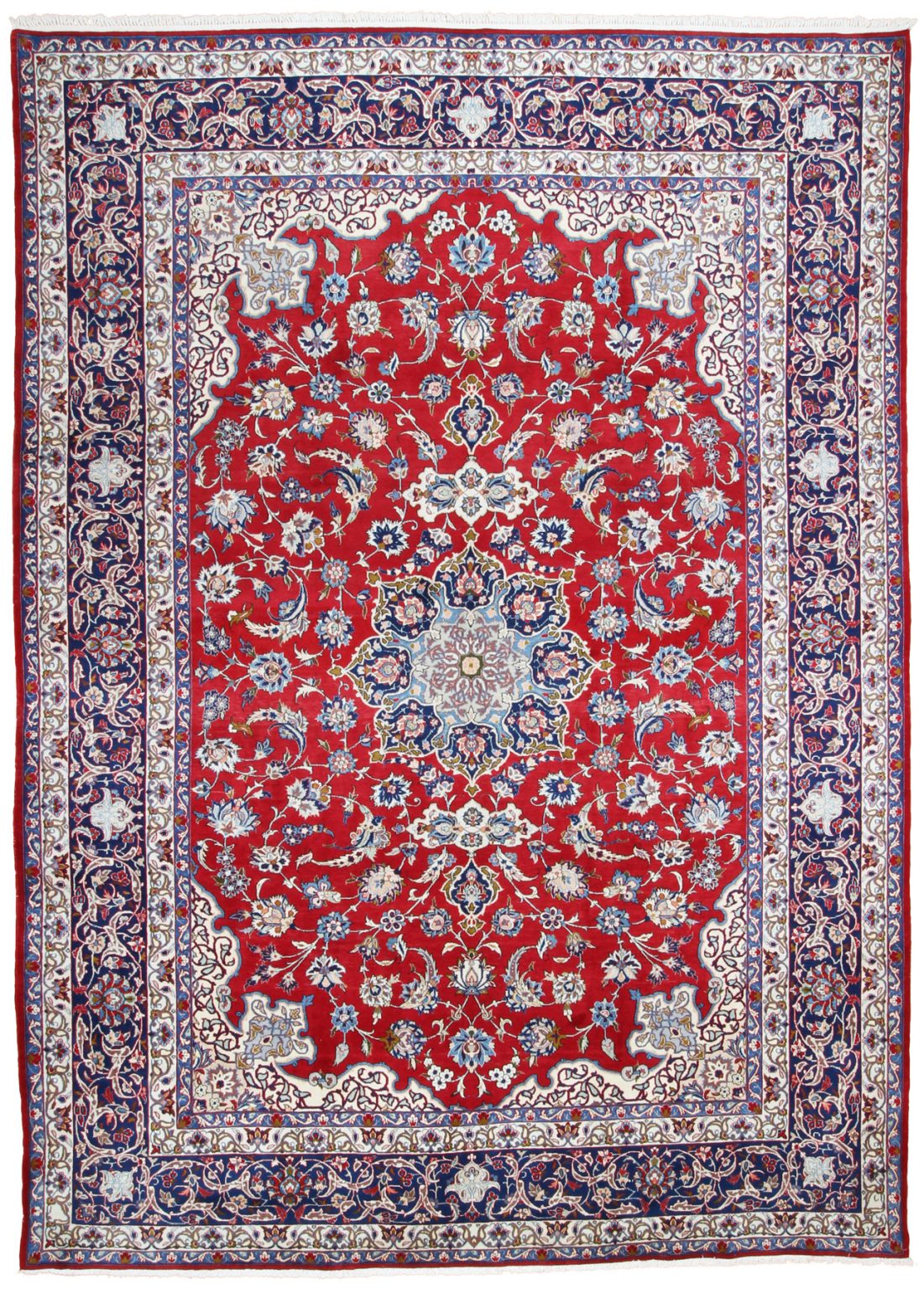 Hand Knotted Persian Isfahan 10x14 Red Blue Area Rug Turco Persian