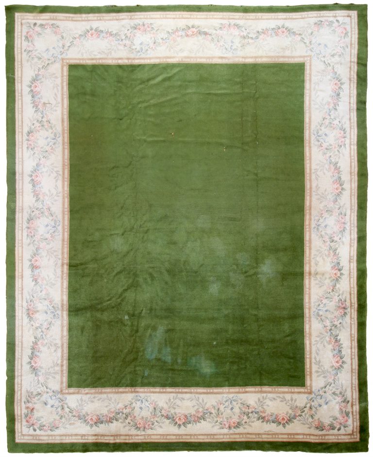 Antique Irish Donegal 10x13 Green Wool Area Rug Turco Persian