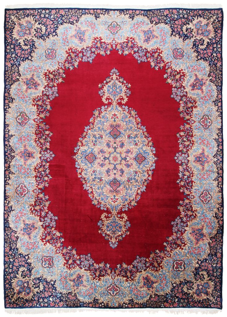 Persian Kerman Wool 10x13 Red Blue Area Rug Turco Persian