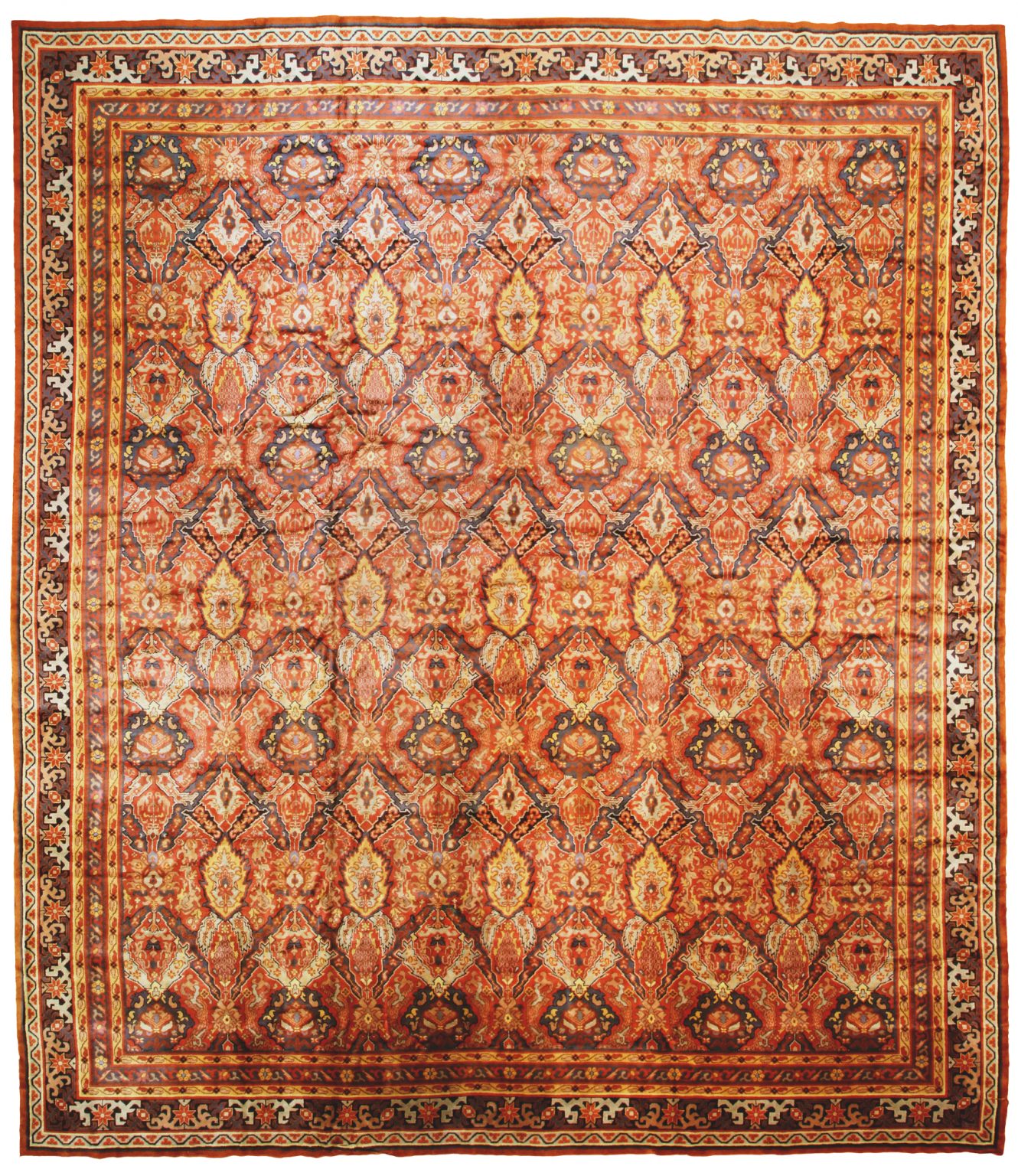 Antique Viennese 18x20 Brown Wool Area Rug Turco Persian