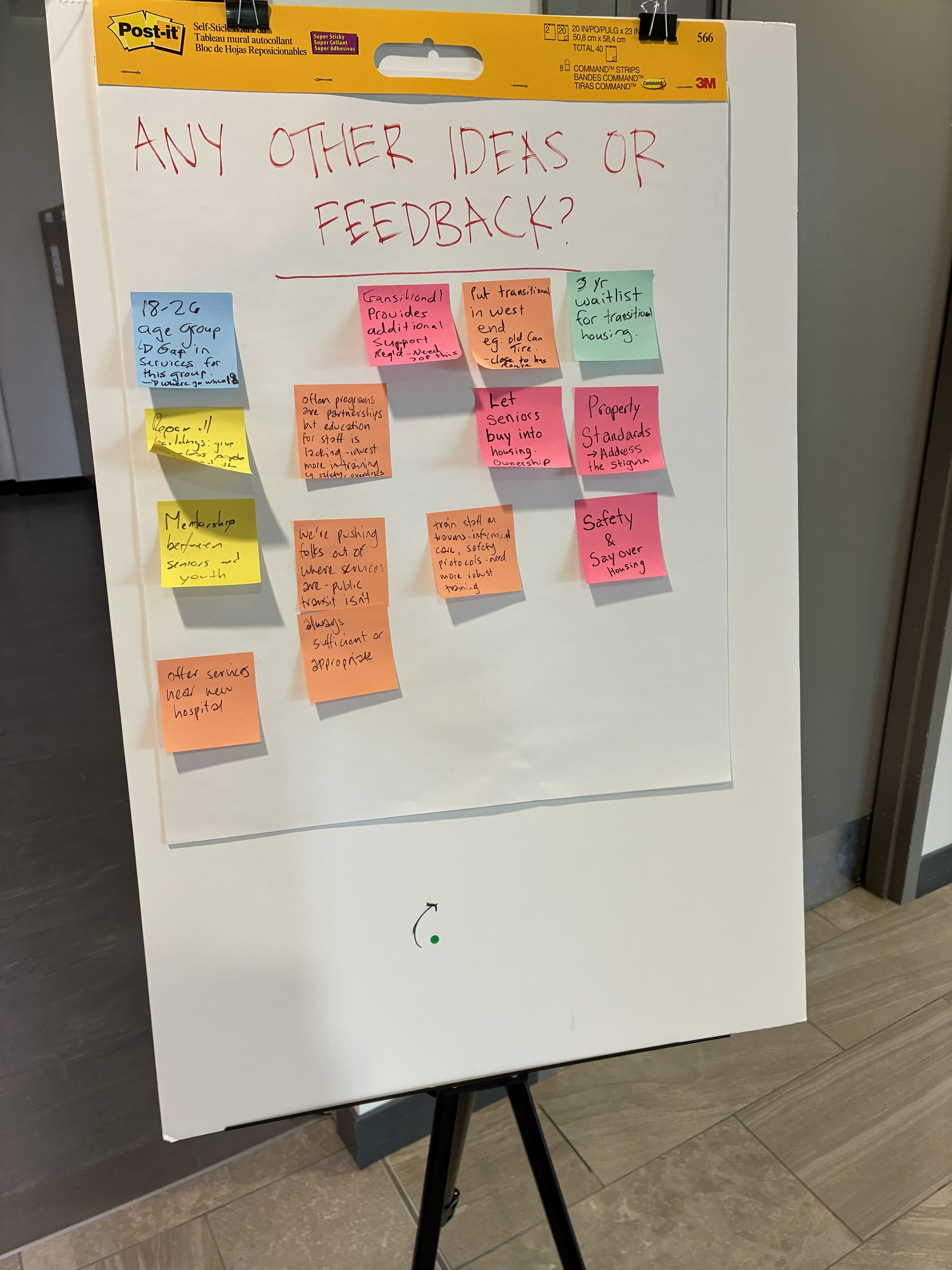Poster reading "Any other ideas or feedback?"
