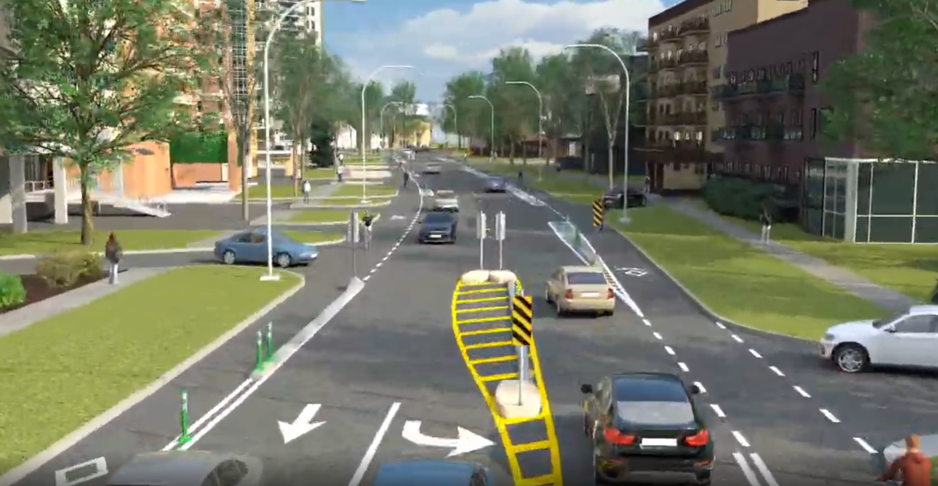 Four lanes down to two. Road looking east, east of Gertrude ave.