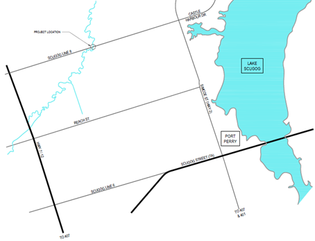 Key map indicating the bridge location on scugog line 8