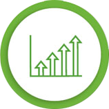 Arrows pointing up on a graph