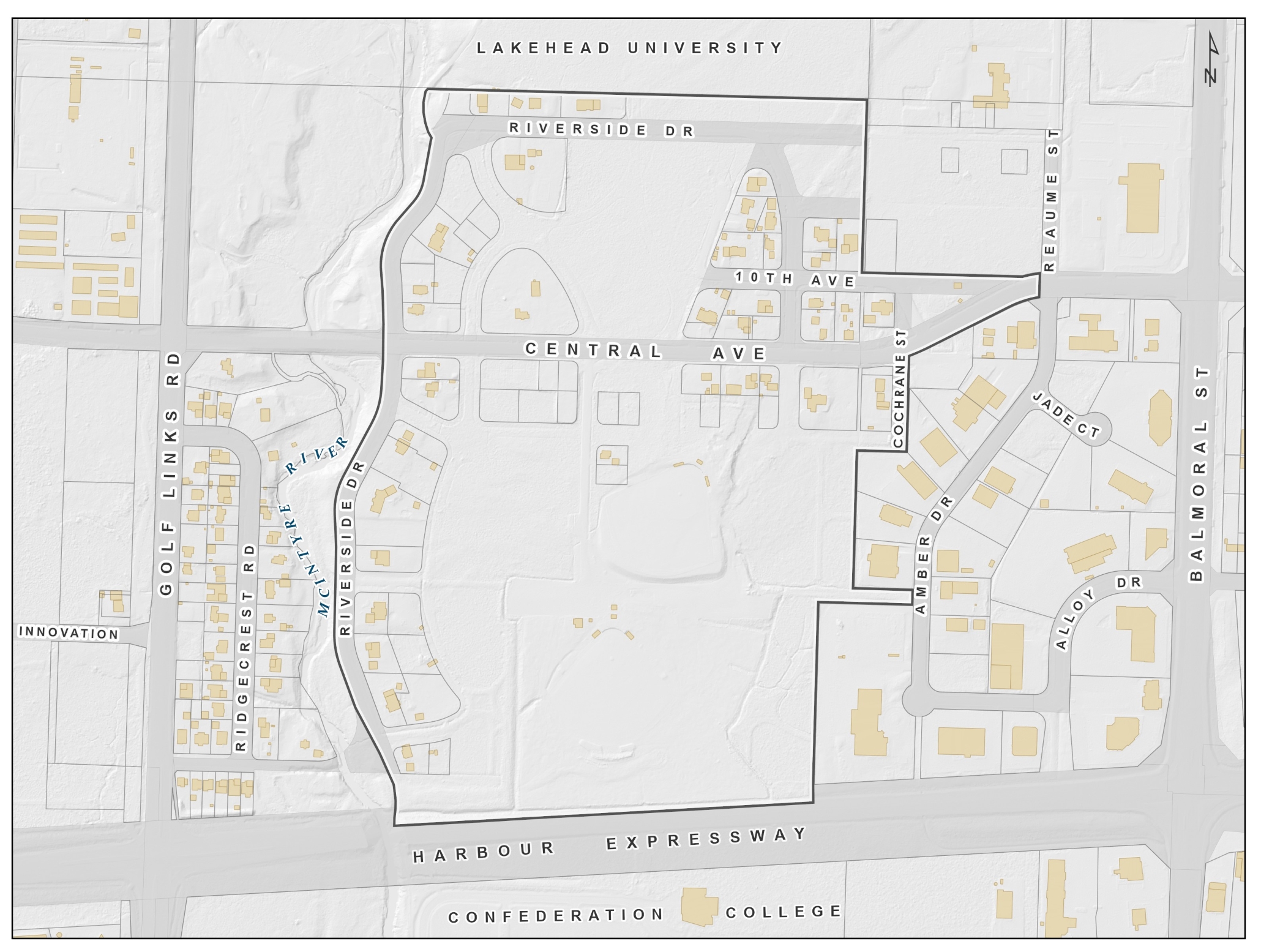 A map presents a location plan for the Central Avenue Development Lands, north and south of Central Avenue, and the surrounding area east to Balmoral Street and west to Golf Links Road..