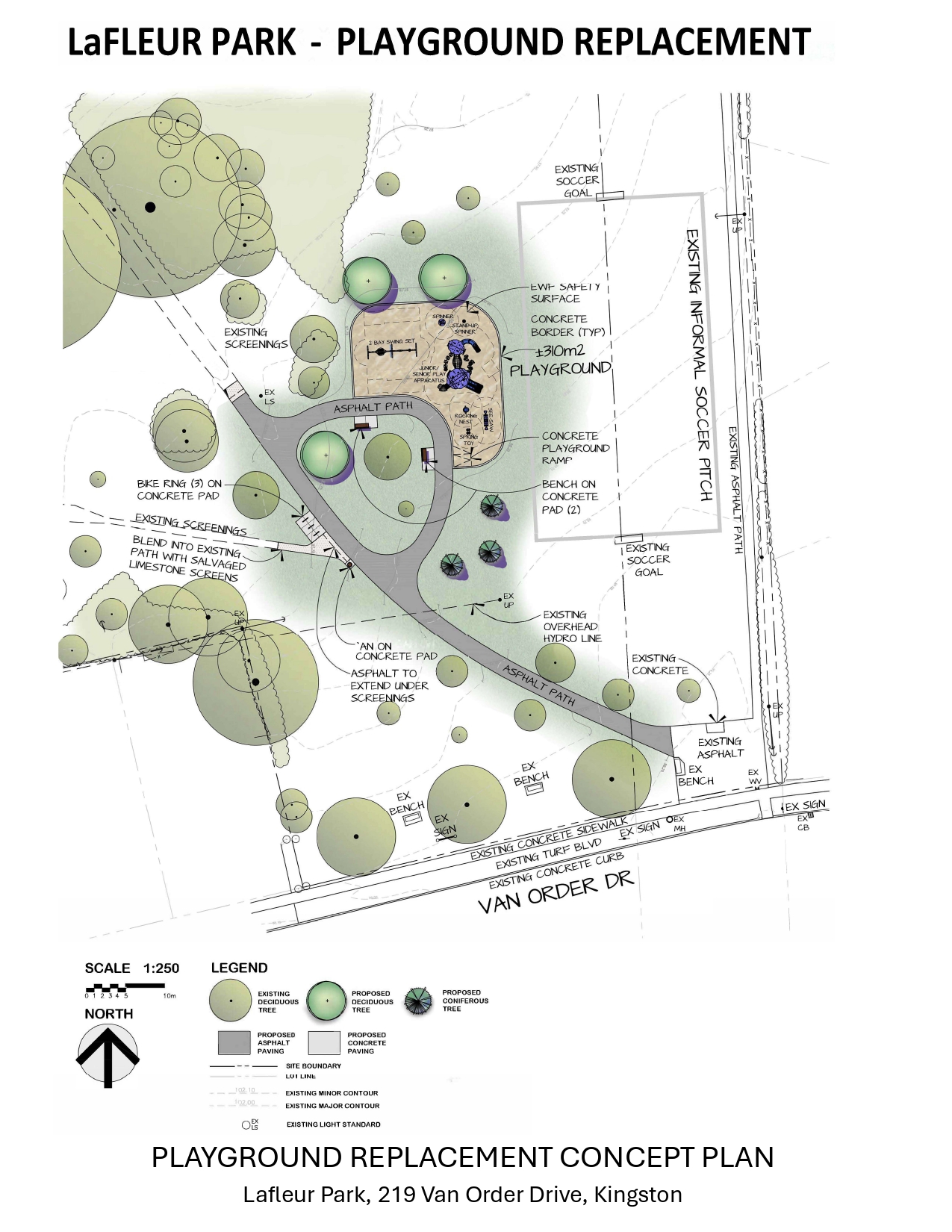 A concept drawing of the site shows the new layout.