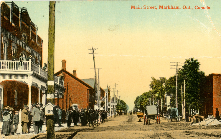 Old rendition of Main Street Markham.