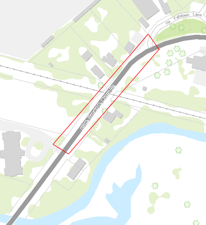 Donald B. Munro sidewalk study area map.