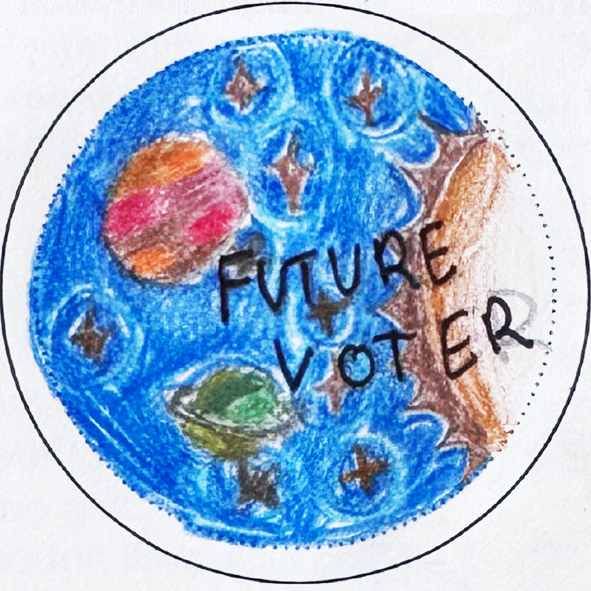 Blue background with planet in space, text says "Future Voter" 