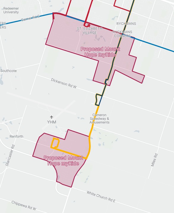 visual map of Mount Hope my-Ride zone