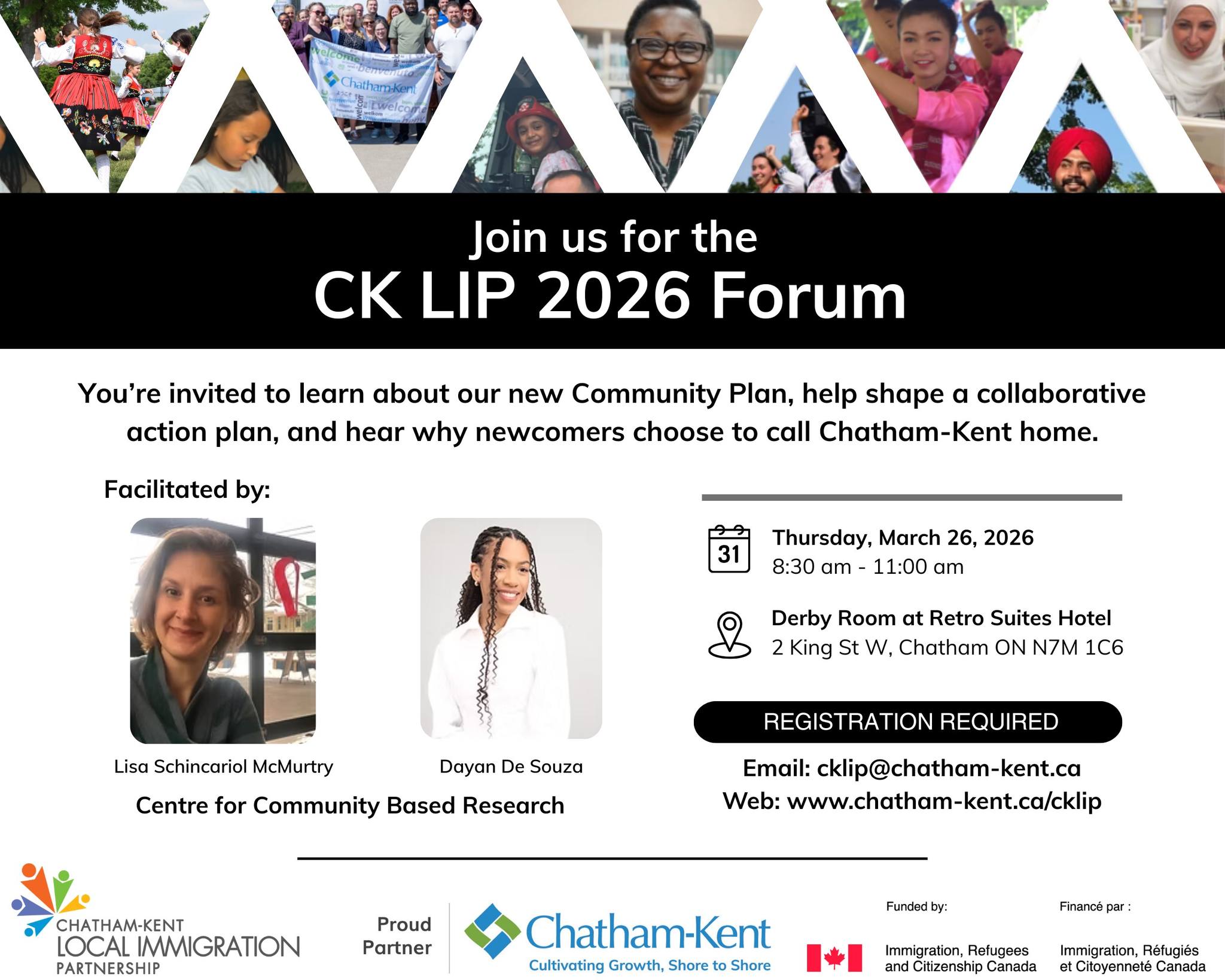 Flyer promoring the Forum. All text included below. Images of facilitators included.