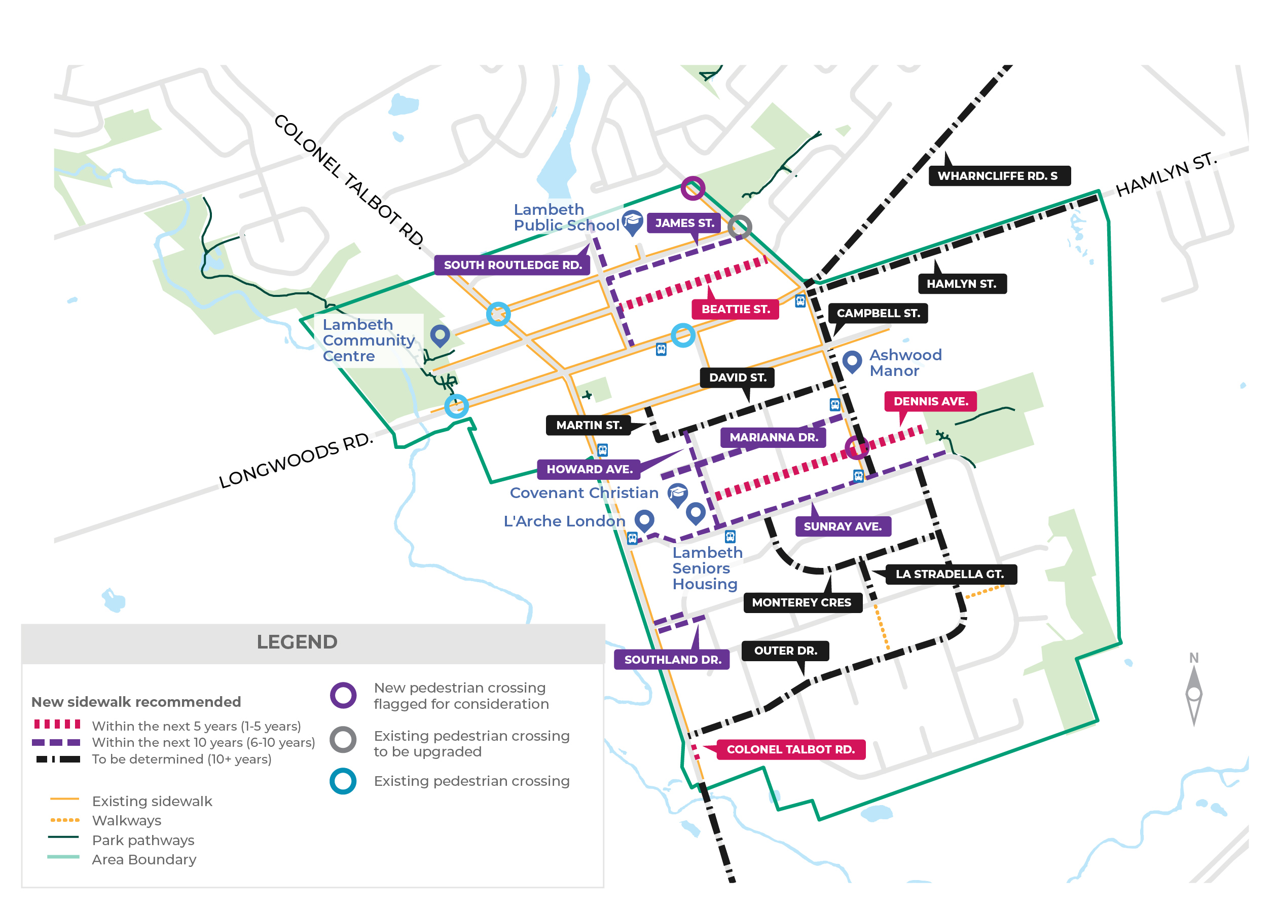 A map of the Lambeth NCP's recommendations. For assistance, please contact ncp@london.ca