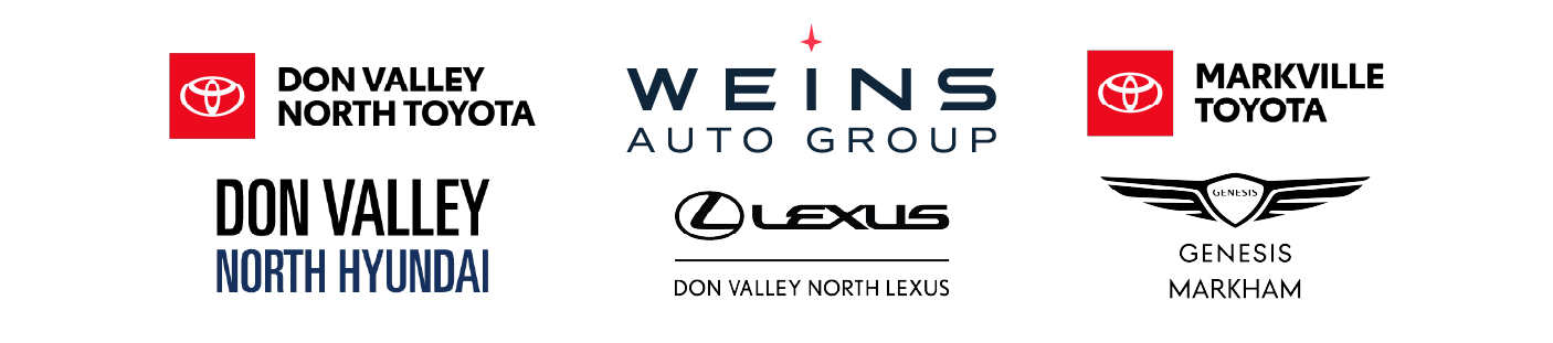 Weins auto group logos. Logos for Don Valley North Toyota, Markville Toyota, Don Valley North Hyundai, Lexus, and Genesis Markham.