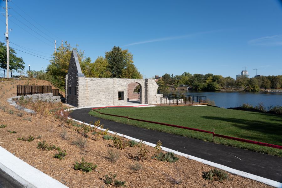 Front view of Hintonburg heritage pumphouse at opening event on October 2, 2025.