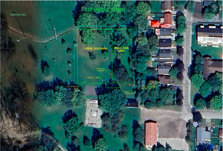 Aerial photo of Optimist Park where a proposed dog park could be located