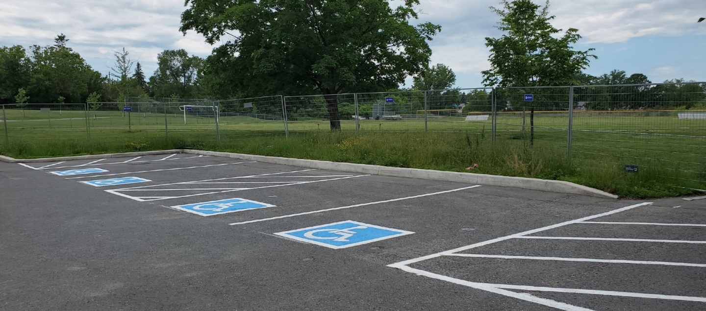 New accessible parkings stalls have been painted in the closest parking lot on Daly.