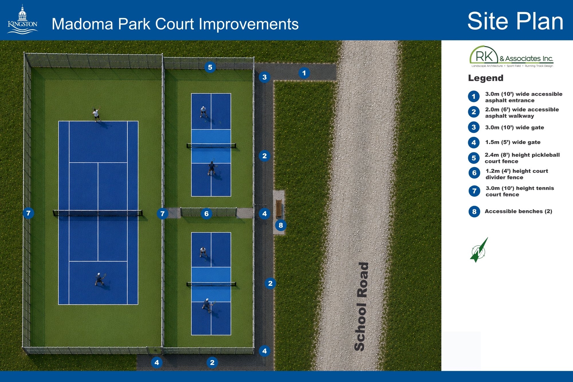 An overhead view showing the new court layout.