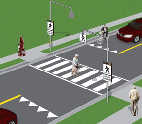 Example rendering of a PXO type B including flashers and overhead signage