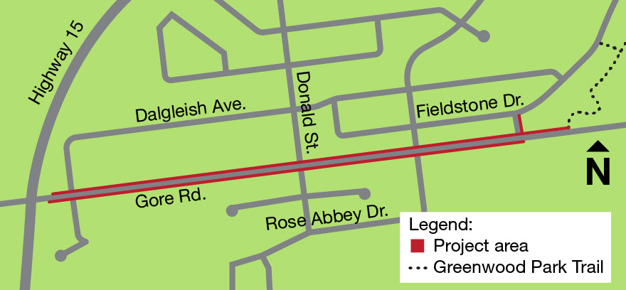 A map showing the work area.