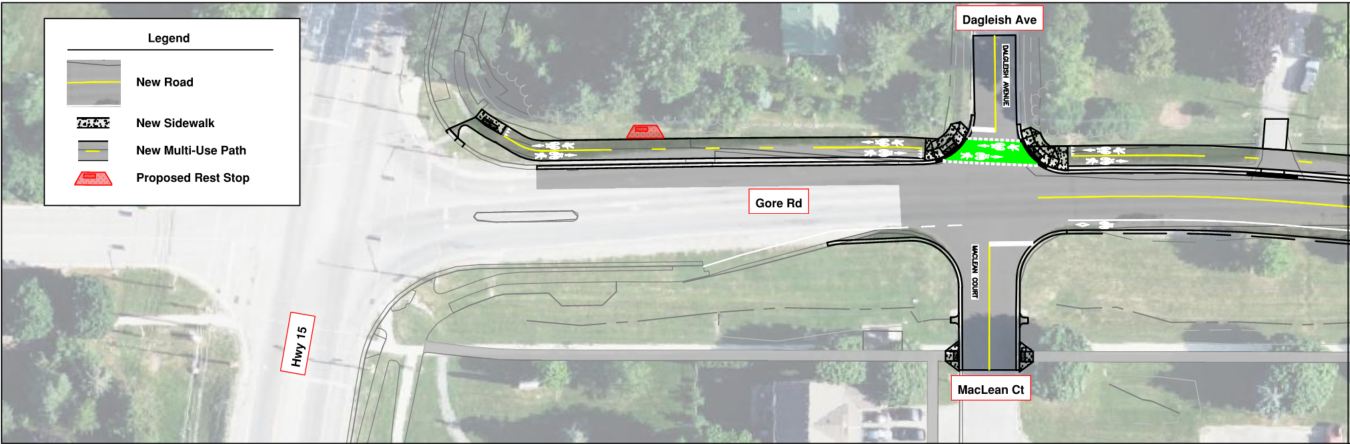 Gore Road rendering Fieldstone Drive and Rose Abbey Drive