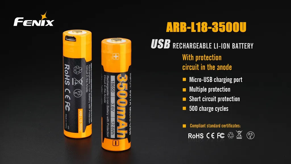 Fenix ARB-L18-3500U 18650 Li-ion USB Rechargeable Battery
