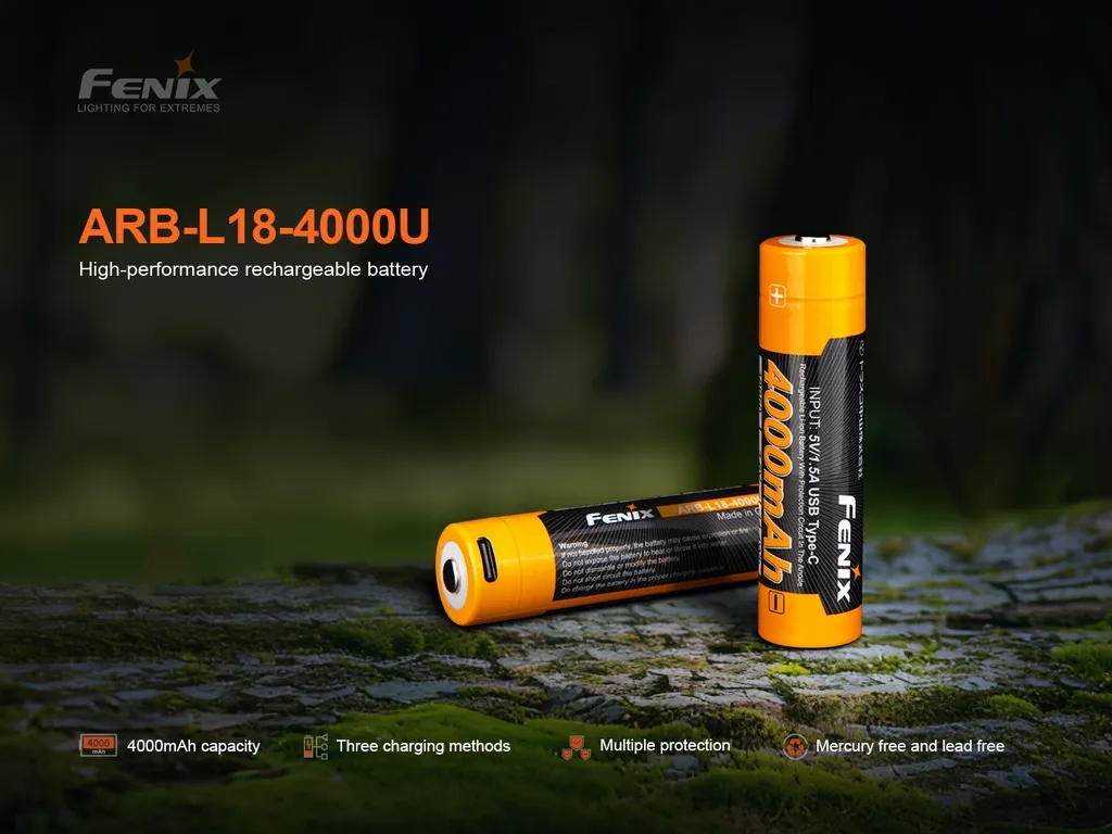 Fenix ARB-L18-4000U 18650 Li-ion USB-C Rechargeable Battery