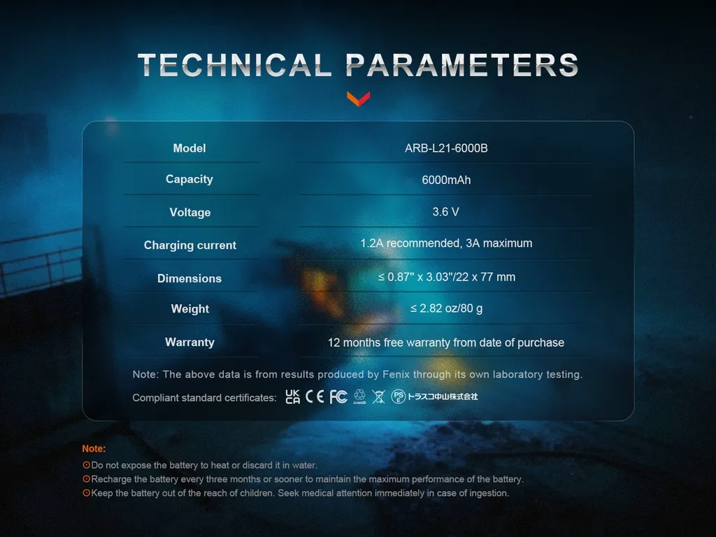 Fenix ARB-L21-6000B 21700 Li-ion USB-C Rechargeable Battery - view 6