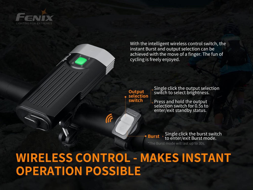 Lampe Torche Vélo Fenix BC30 V2.0 - 2200 Lumens, Rechargeable - Éclairage Puissant Pour VTT, Route, Nuit