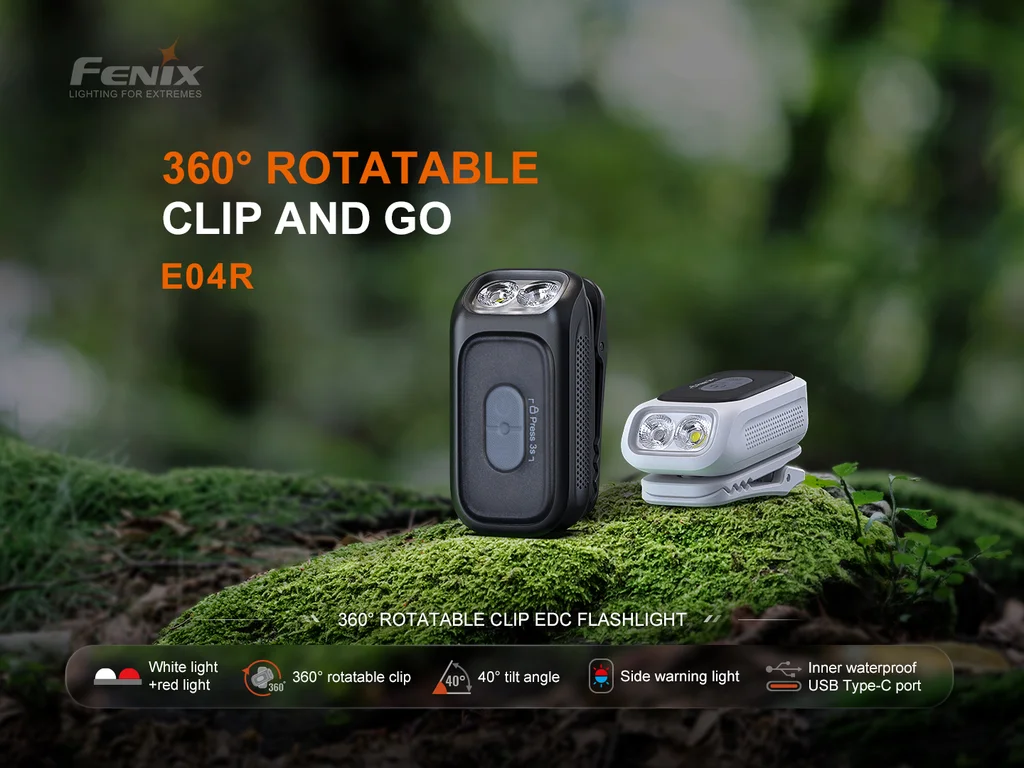 Fenix E04R 360° Rotatable Clip EDC Flashlight