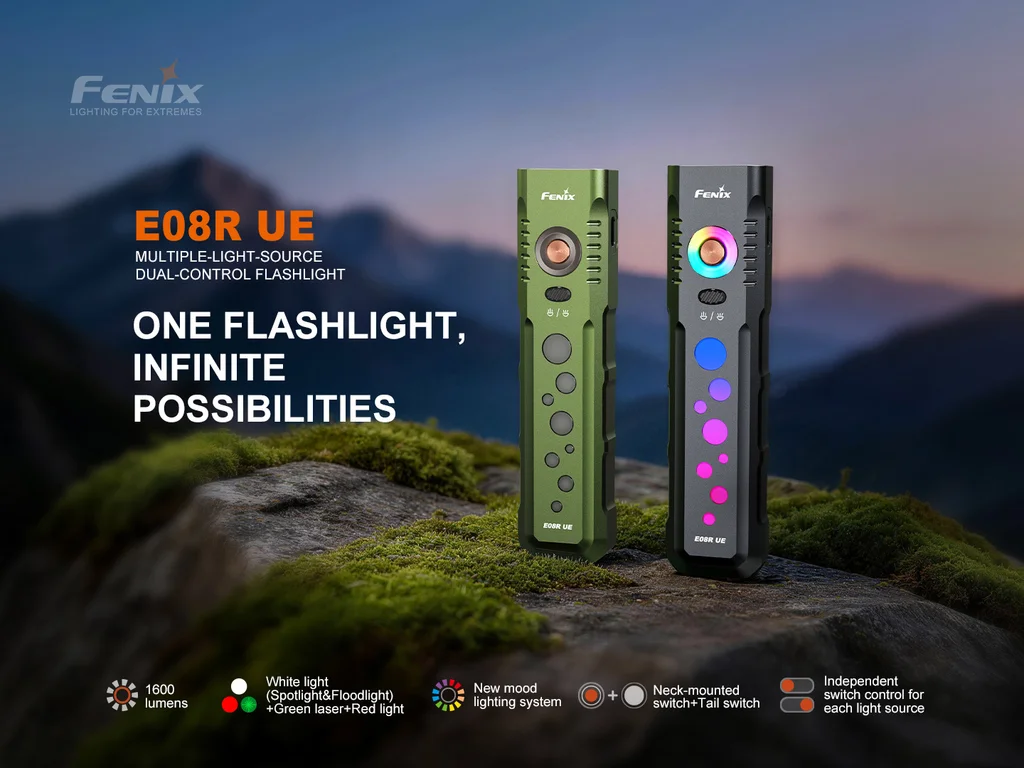 Fenix E08R UE Multiple-Light-Source Dual-Control Flashlight